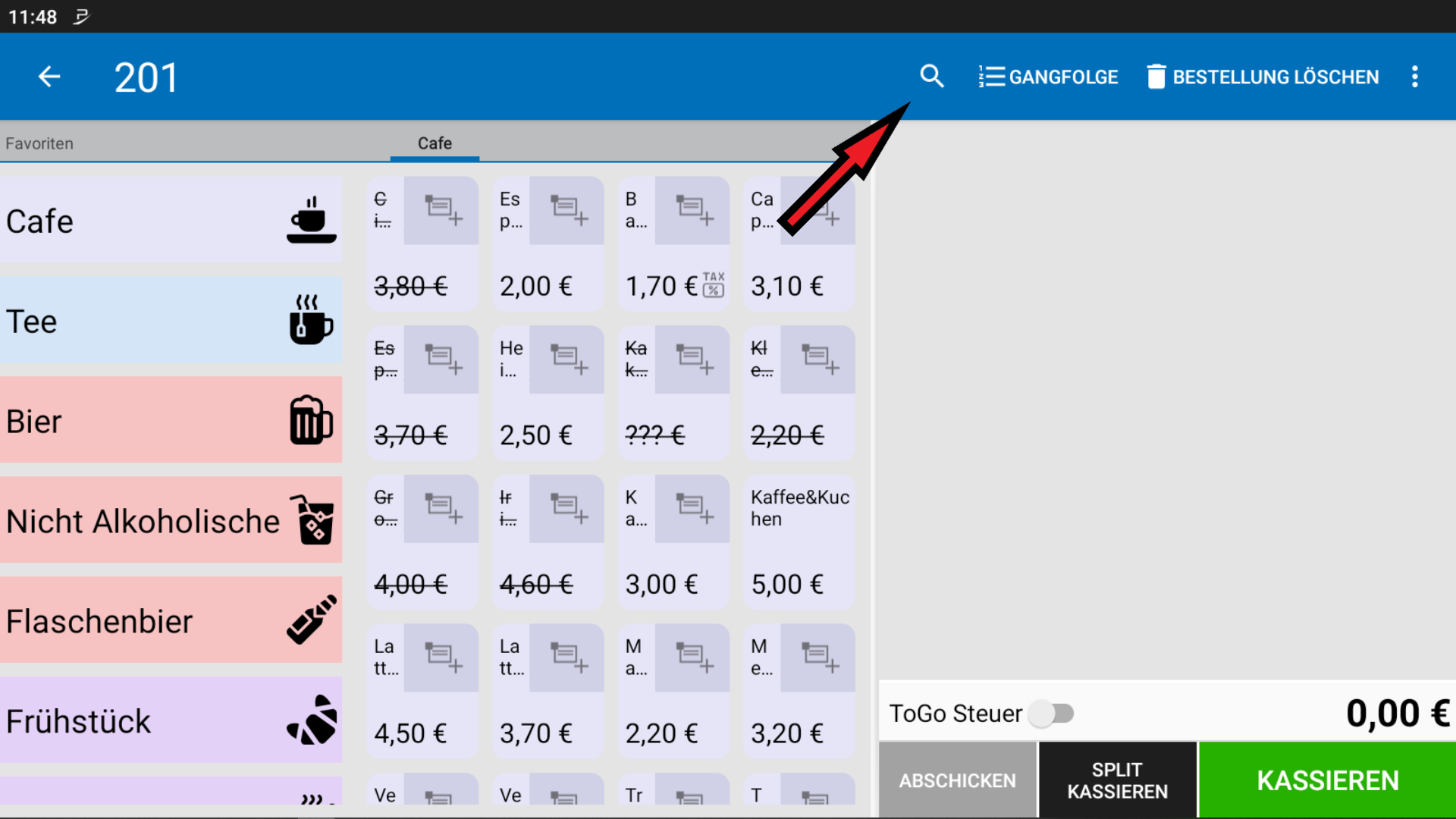 POS CASH Artikelsuche 1