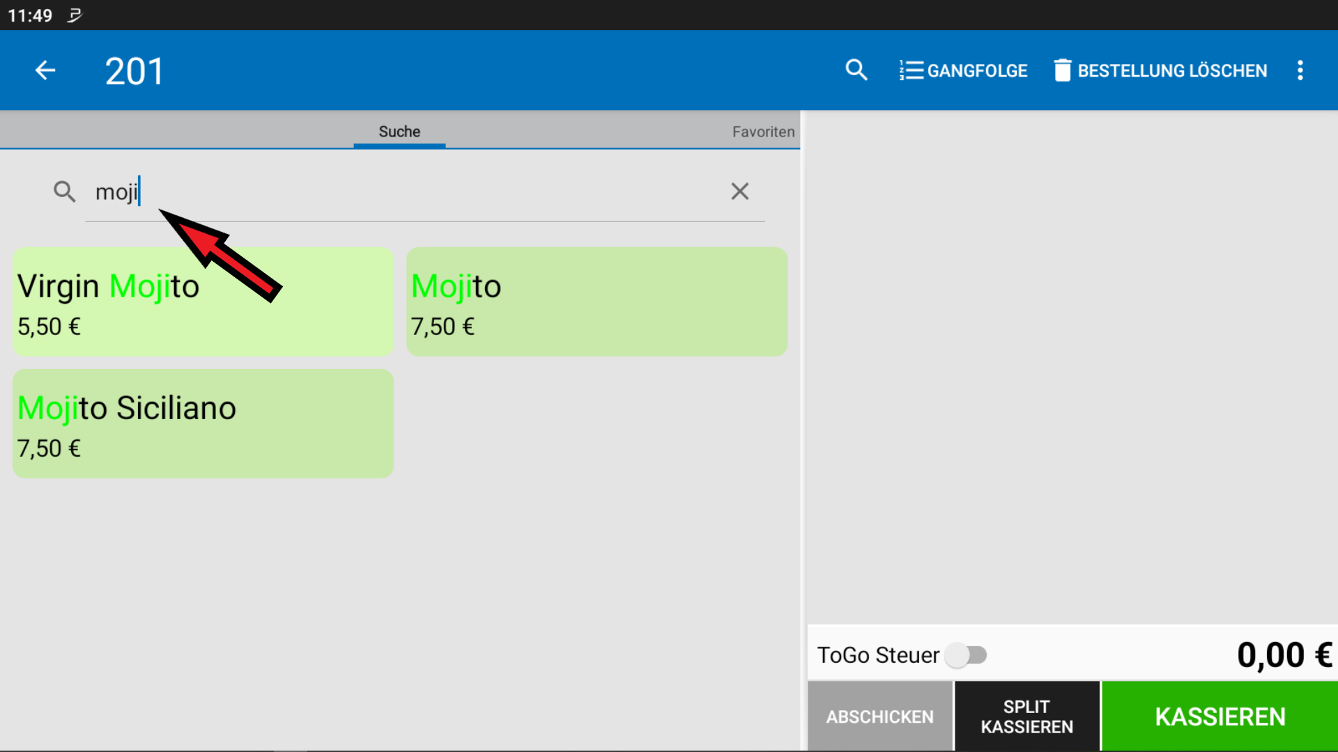 POS CASH Artikelsuche 2 