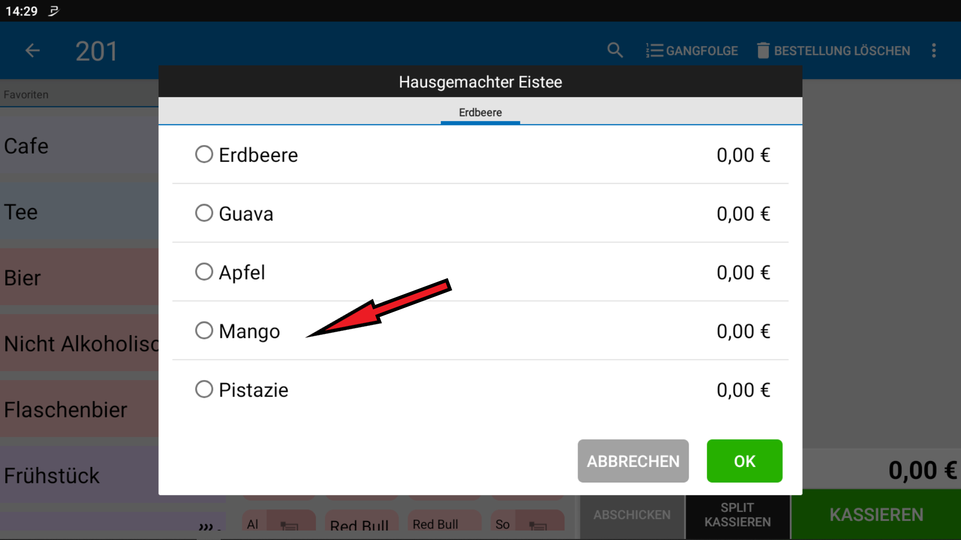 POS CASH Produktoptionen 2