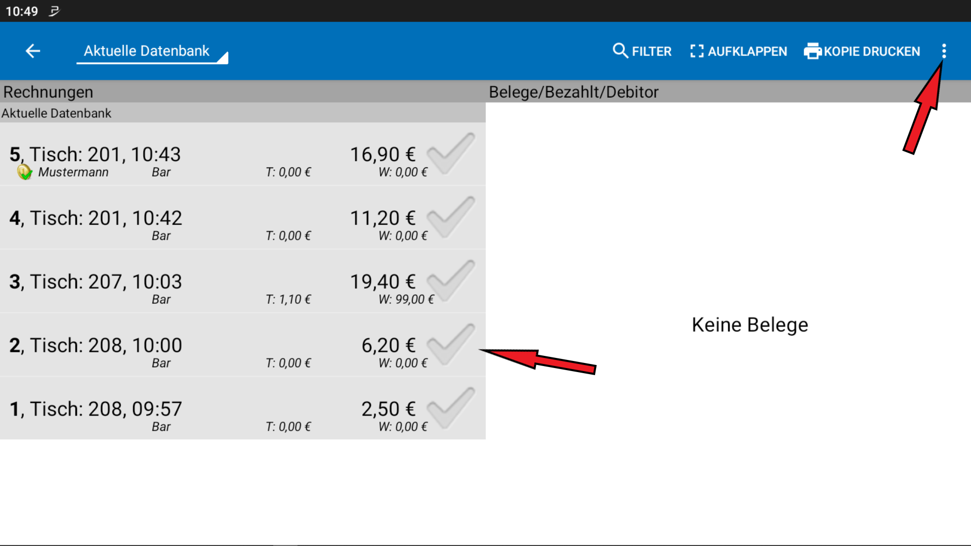 POS CASH Rechnungen stornieren 2 POS CASH Rechnungen stornieren 2