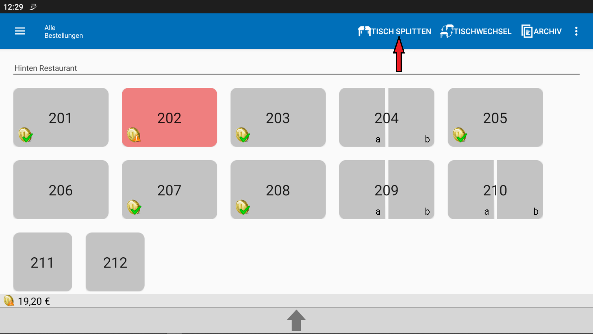 POS CASH Tisch Splitten 1