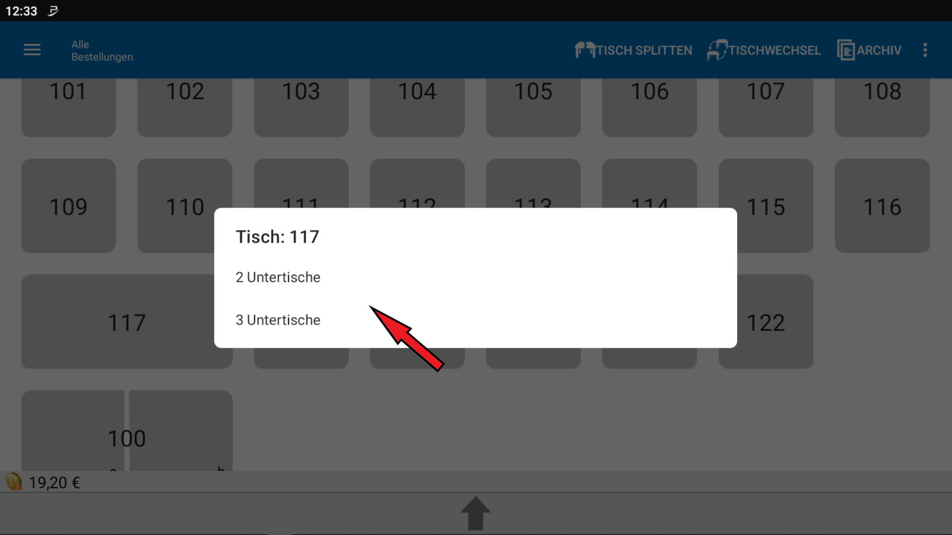 POS CASH Tisch Splitten 3
