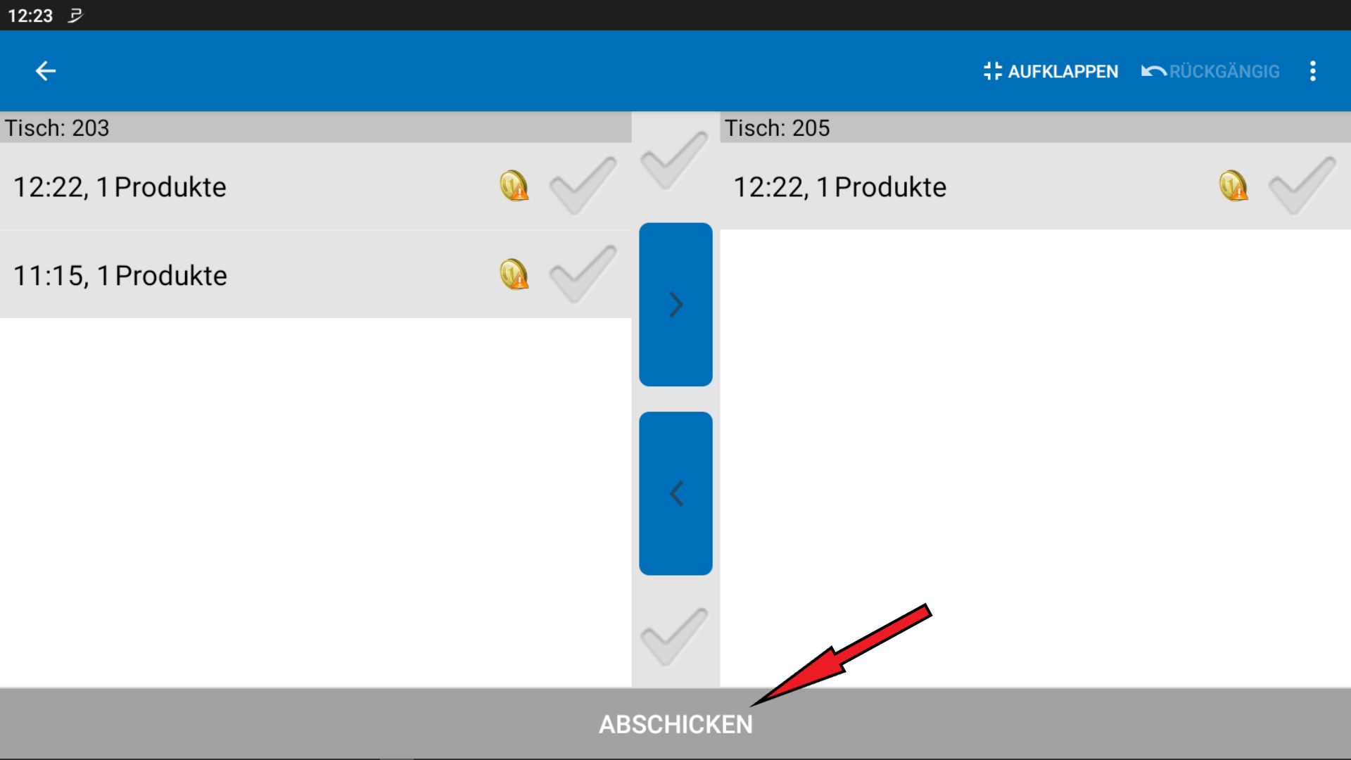 POS CASH Tischwechsel 6