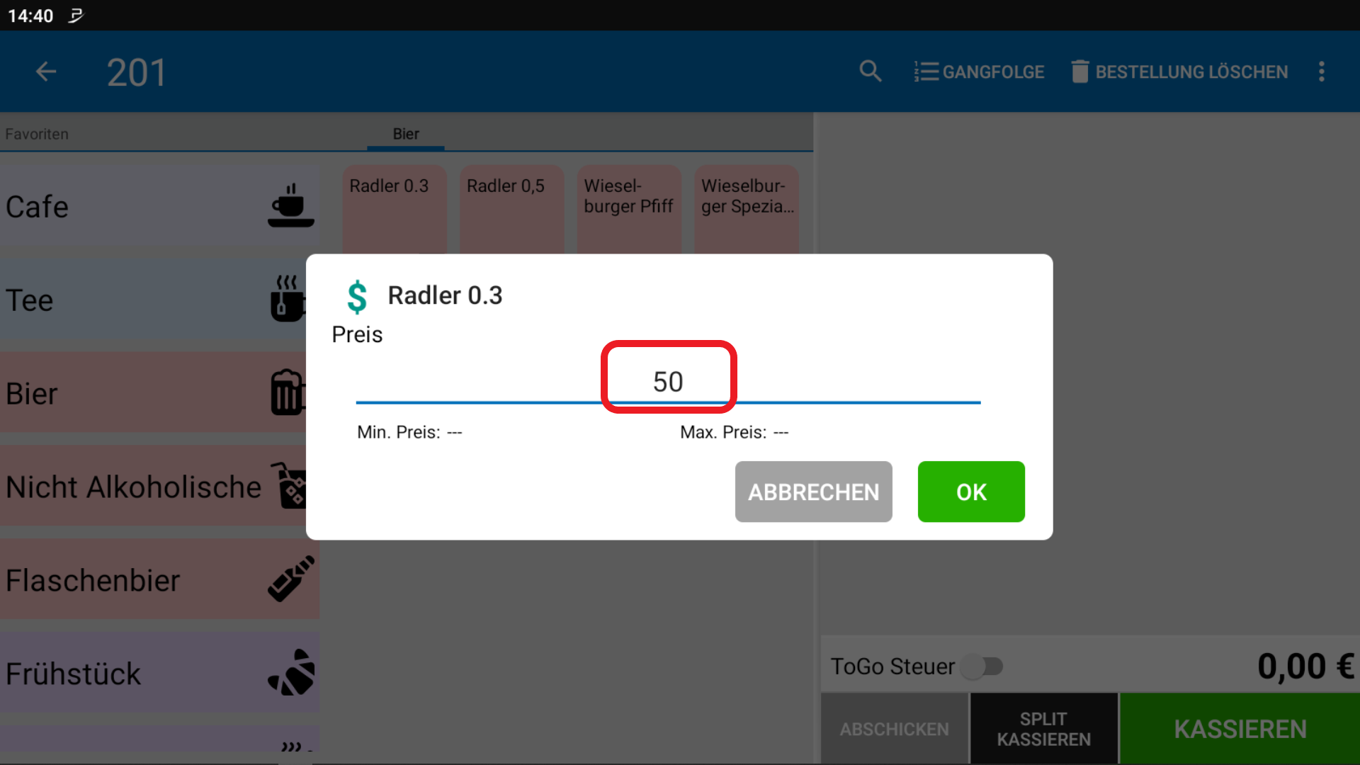 POS CASH Verwendung des Umrechnungsfaktors 2 POS CASH Verwendung des Umrechnungsfaktors 2