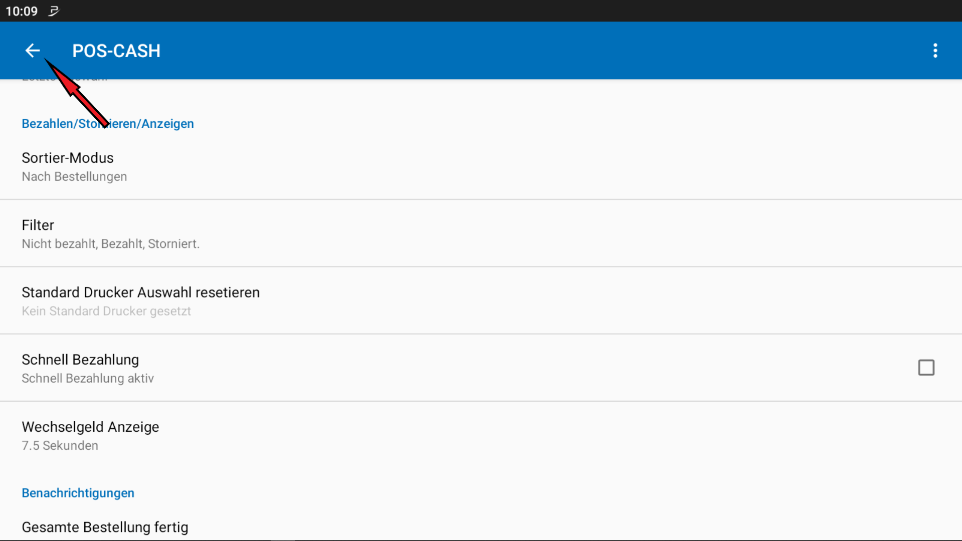 POS CASH Wechselgeldanzeige – Dauer einstellen 5