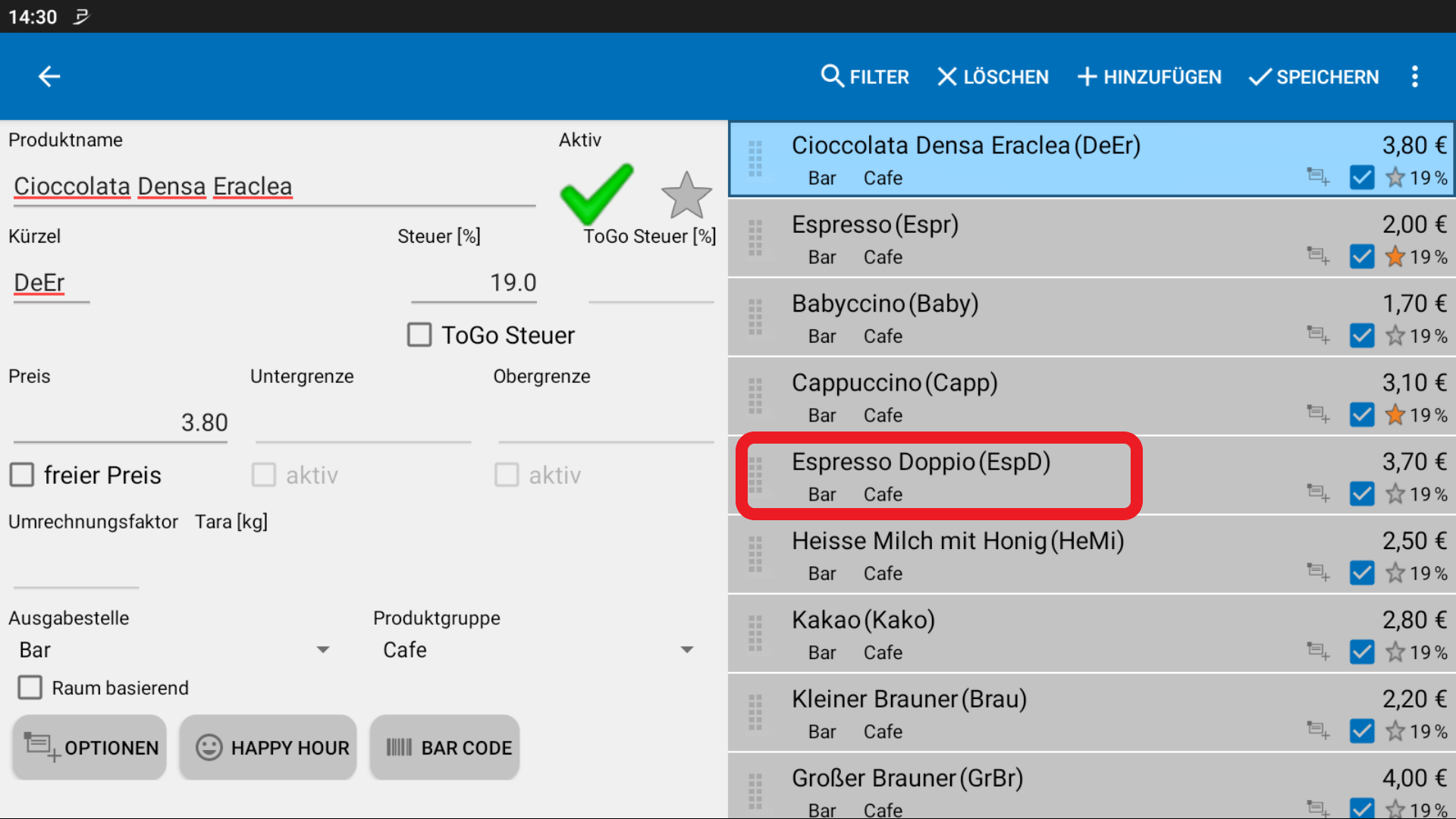 POS CASH Artikel ändern 3