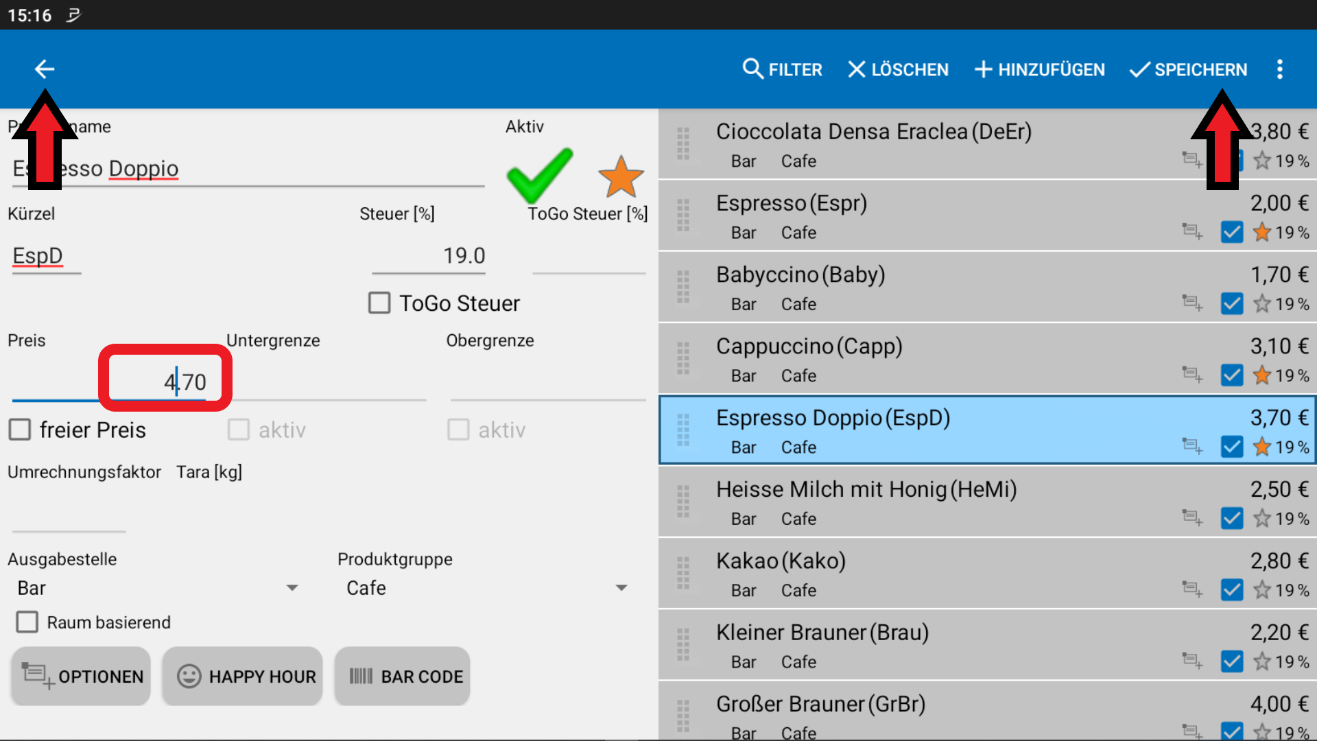POS CASH Artikel ändern 4