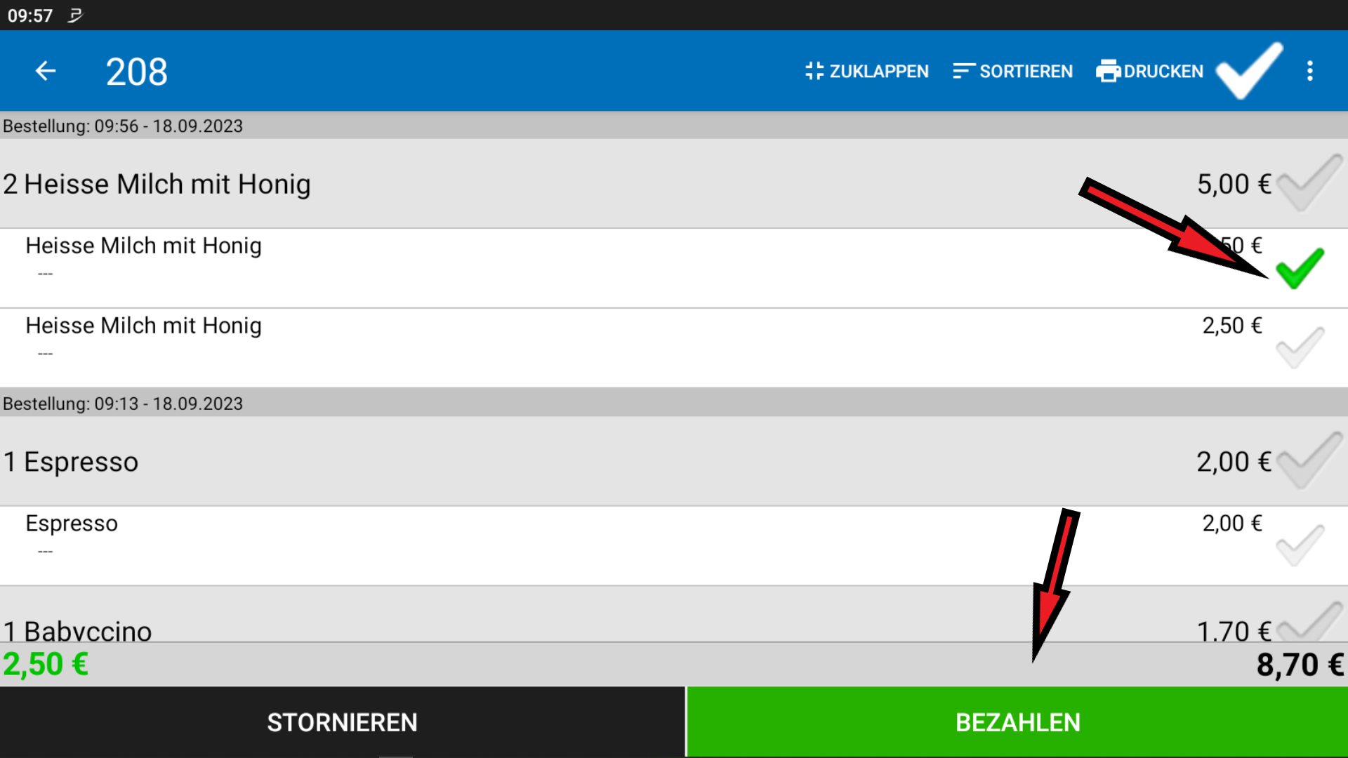POS CASH Getrennt bezahlen 3