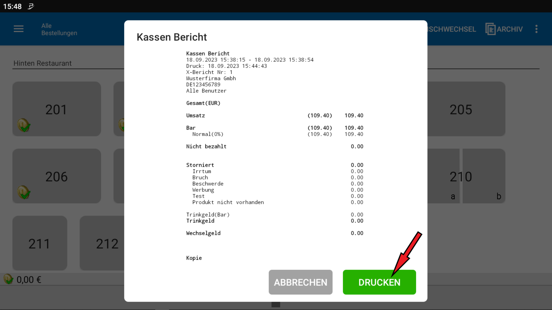 POS CASH Kassenbericht X-BerichZ-Bericht nachdrucken 5