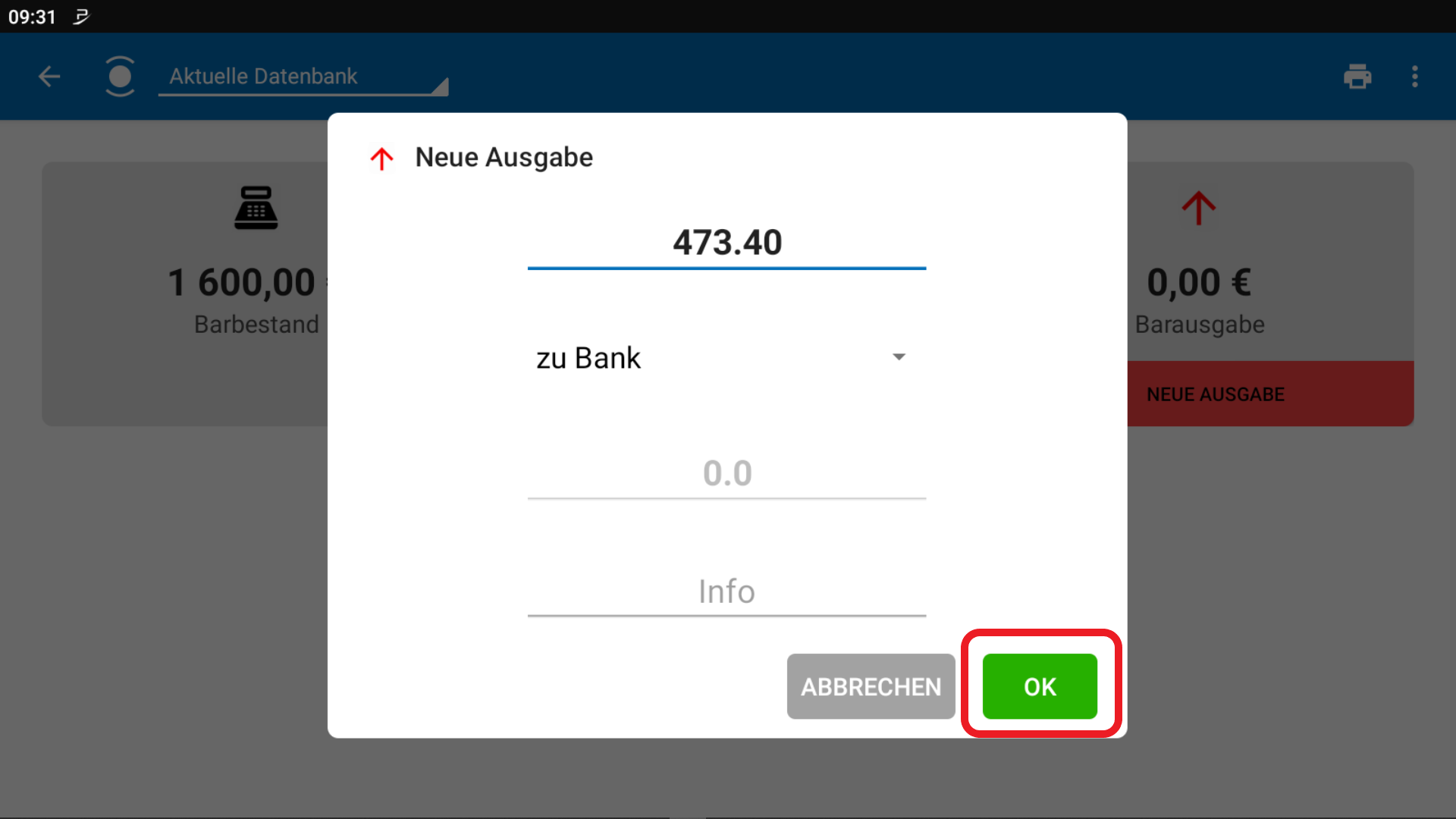 POS CASH Manuelle Buchungen 6
