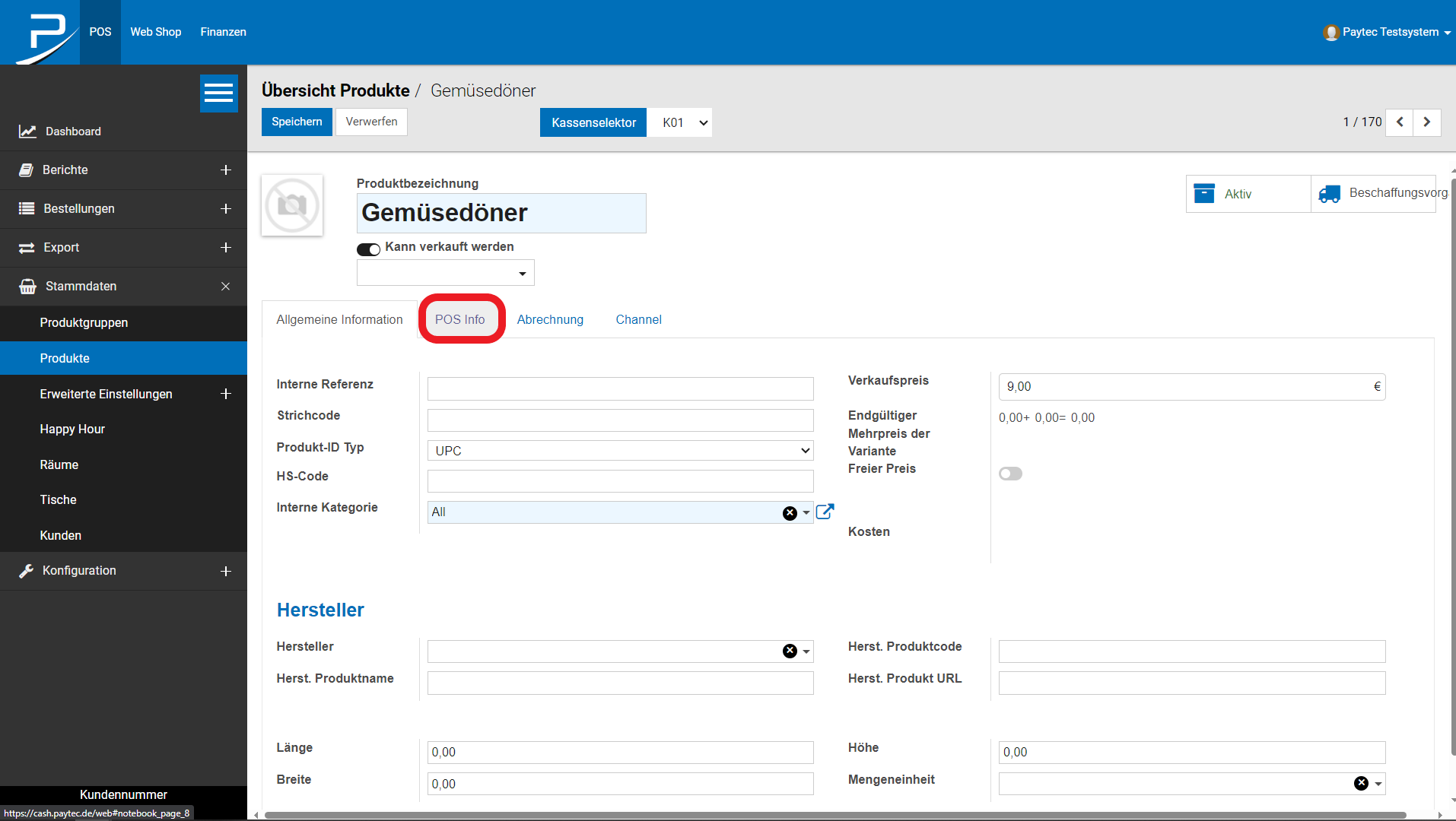 POS CASH CLOUD Mehrwertsteuer ändern 4