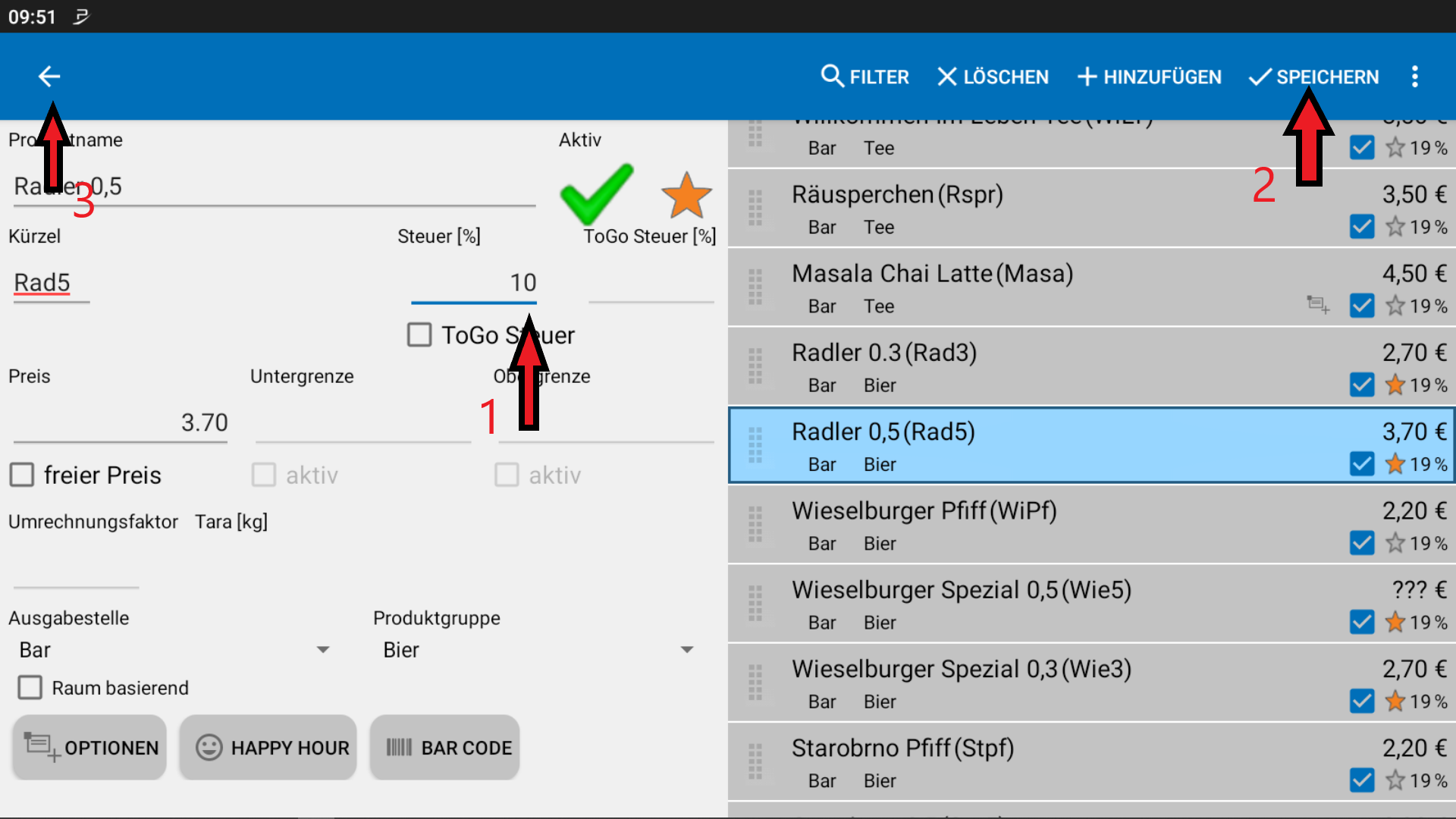 POS CASH Mehrwertsteuer ändern 4