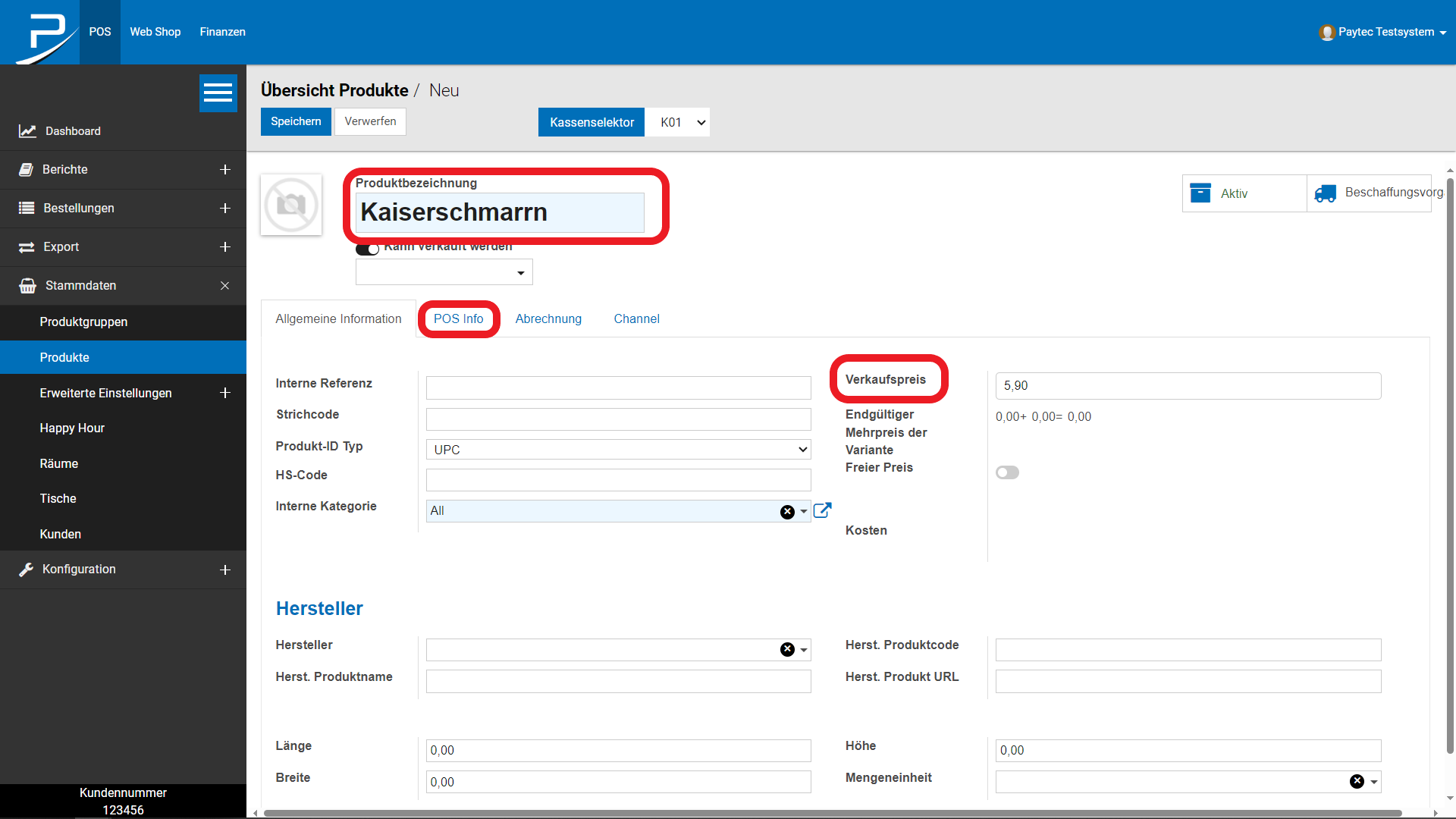 POS CASH CLOUD Neuen Artikel anlegen 3 POS CASH CLOUD Neuen Artikel anlegen 3