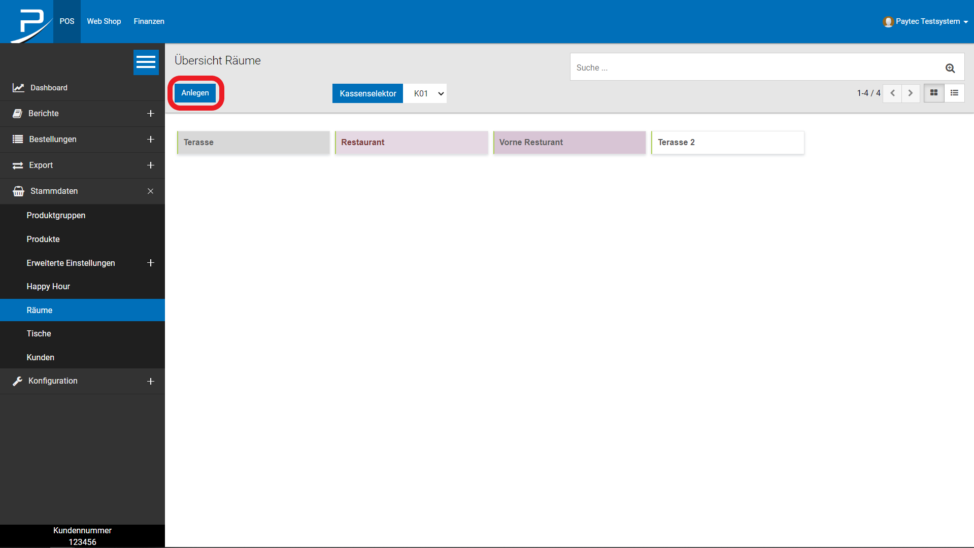 POS CASH CLOUD Räume anlegen 2 POS CASH CLOUD Räume anlegen 2