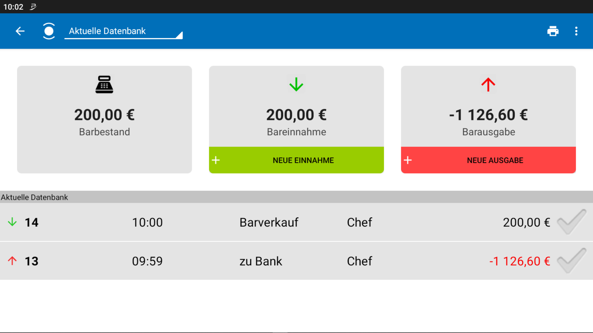 POS CASH Tages abschluss 10