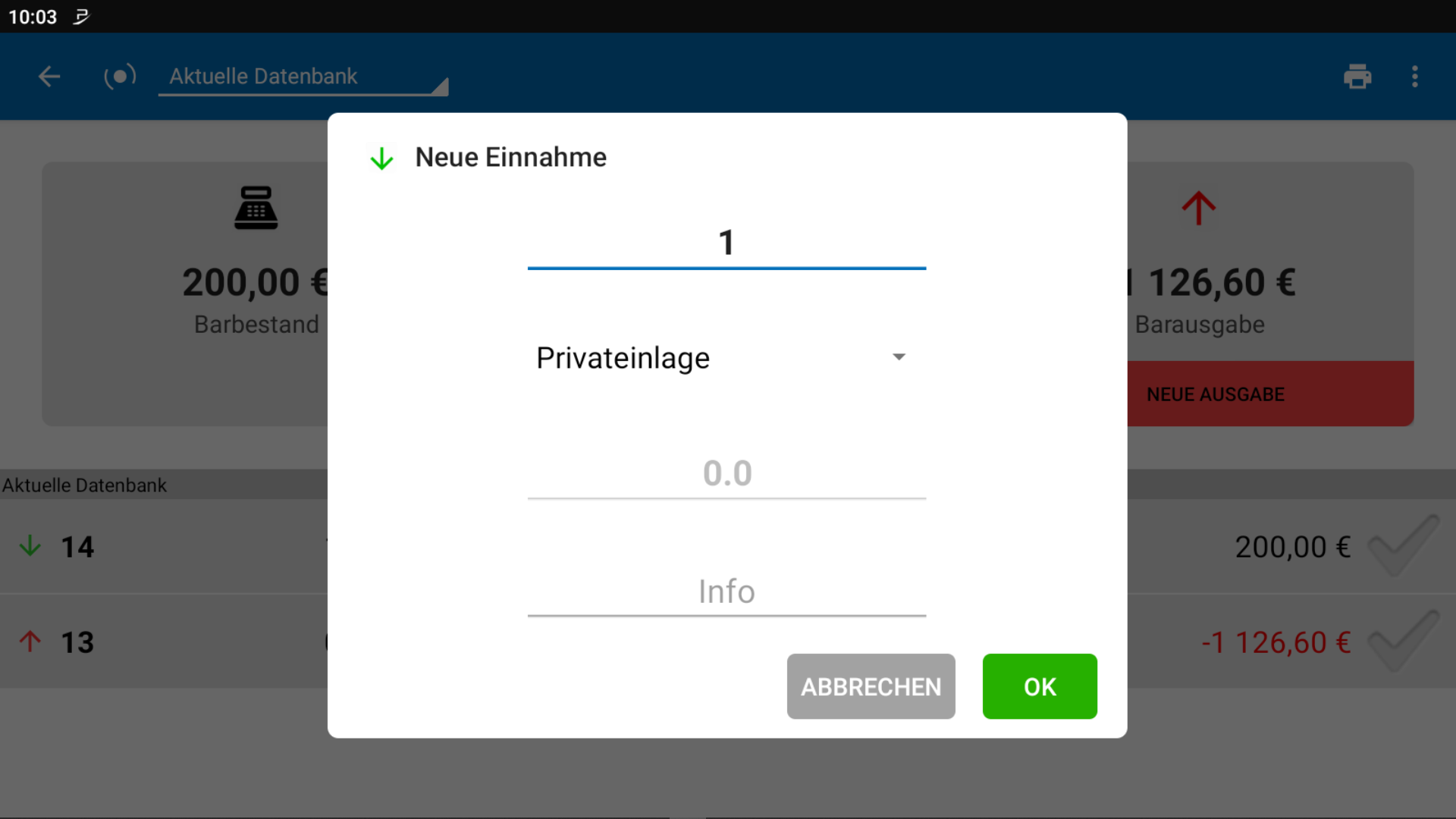 POS CASH Tages abschluss 12
