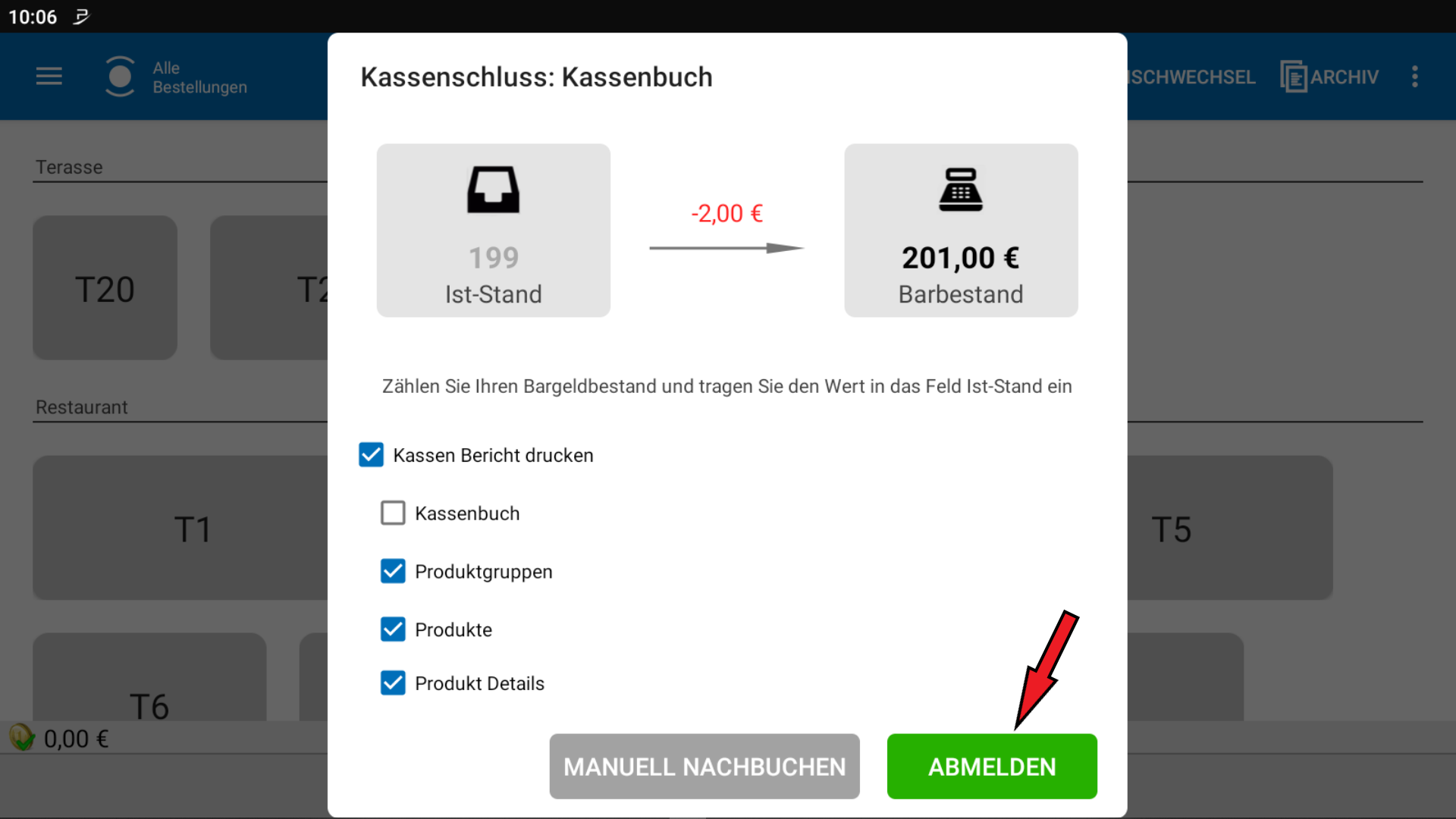 POS CASH Tages abschluss 14