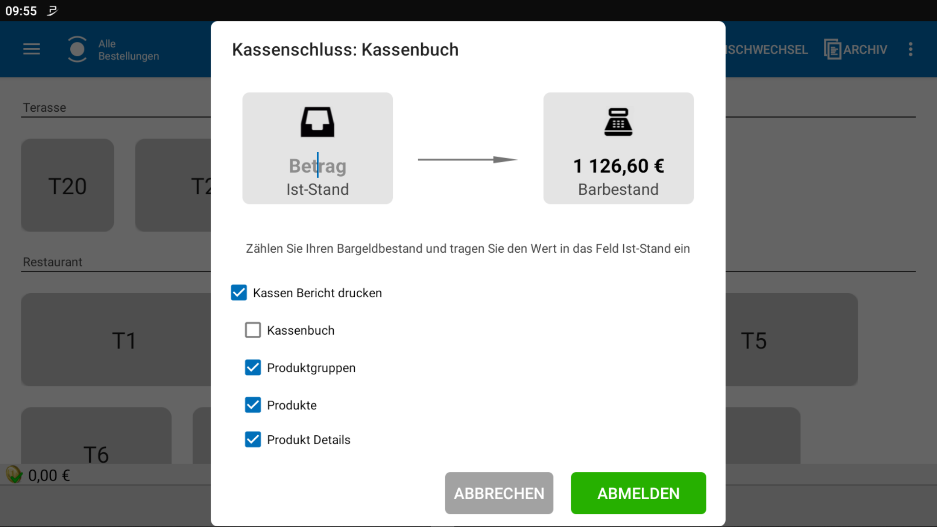 POS CASH Tages abschluss 3