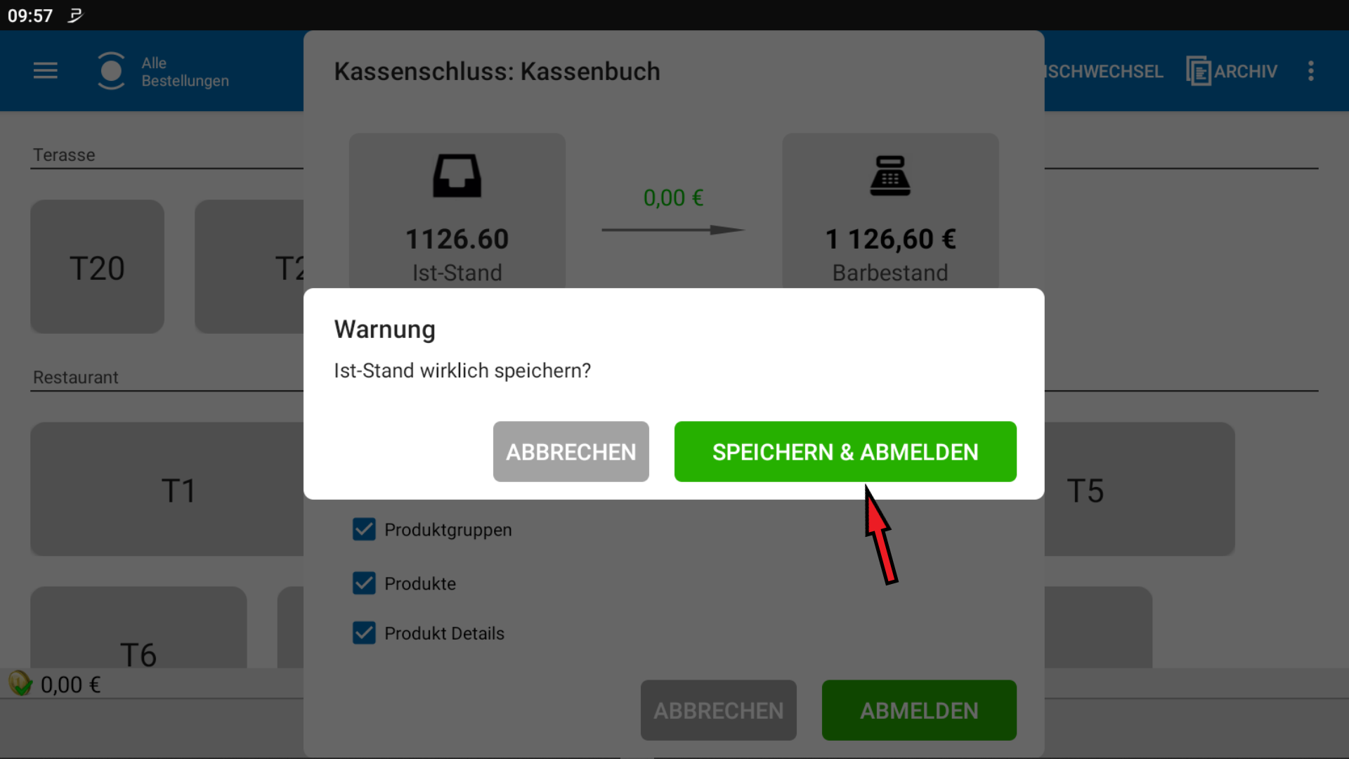 POS CASH Tages abschluss 5