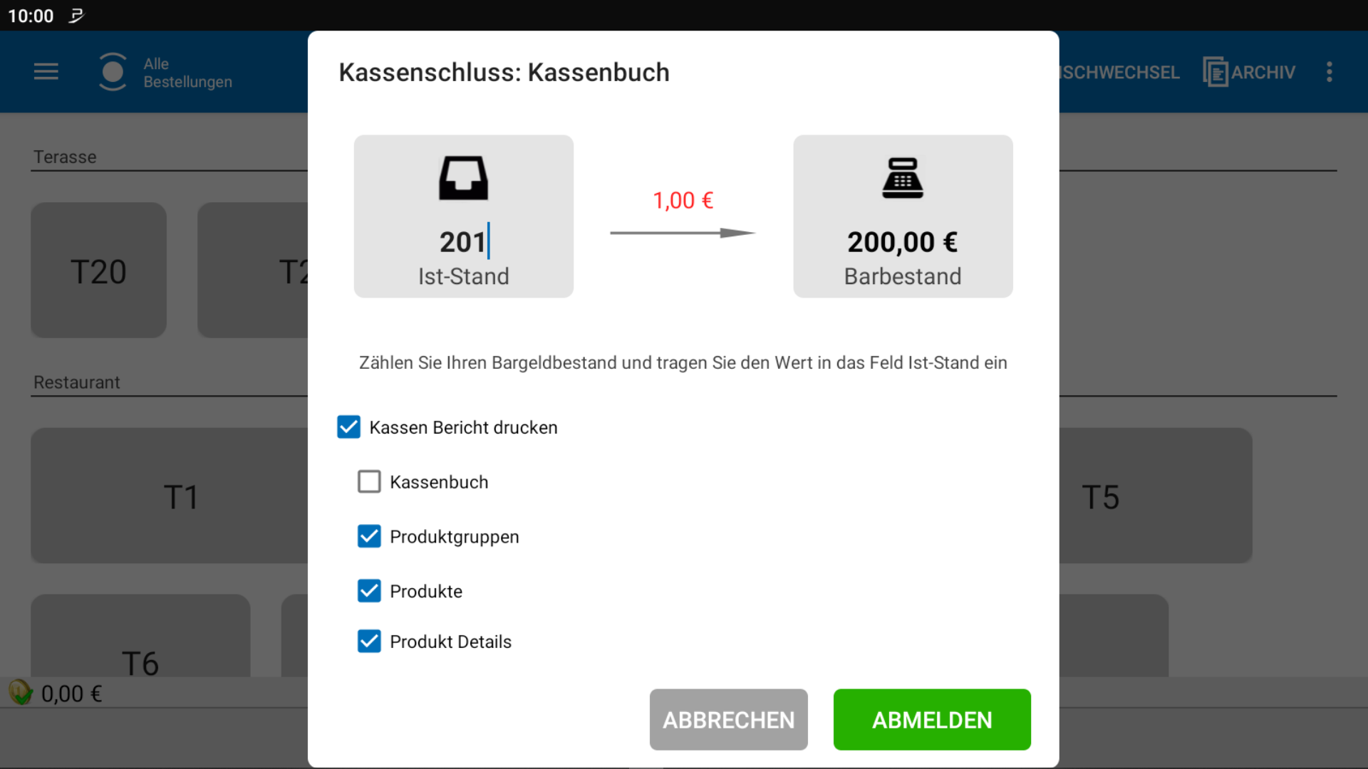 POS CASH Tages abschluss 7