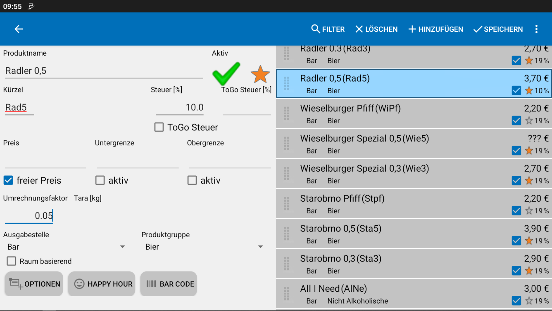 POS CASH Umrechnungsfaktor anlegen 5